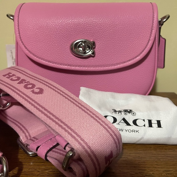 COACH Willow Pebbled Leather Saddle Shoulder Bag - Picture 9 of 10